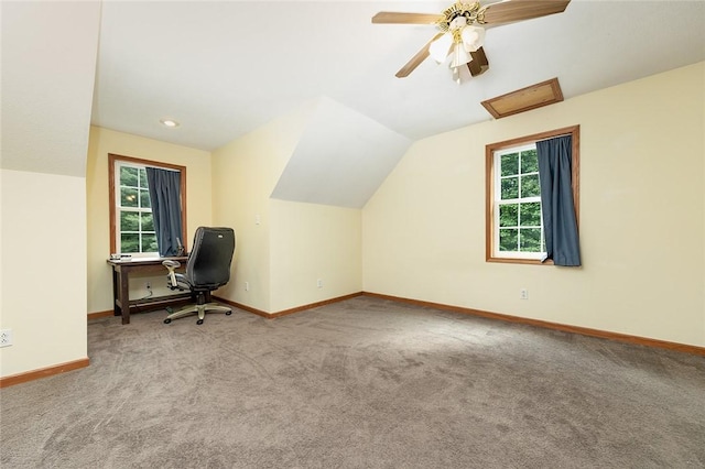 40 Walter Rd, Pine Twp Mer, PA 16127 - unfurnished office featuring vaulted ceiling, healthy amount of natural light, carpet flooring, baseboards, and ceiling fan