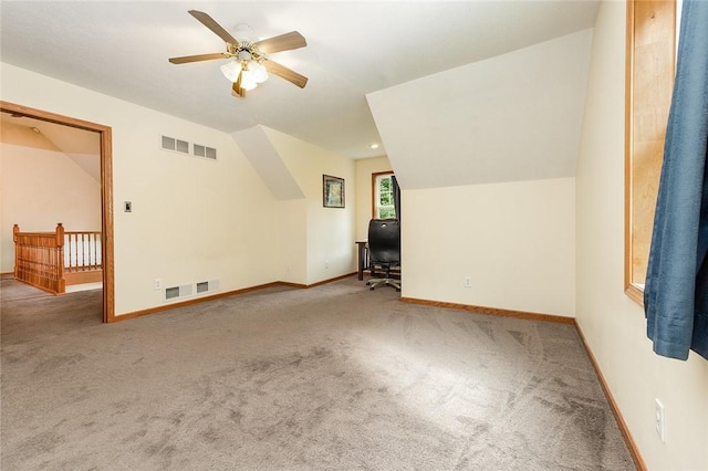 40 Walter Rd, Pine Twp Mer, PA 16127 - bonus room with carpet flooring, ceiling fan, vaulted ceiling, baseboards, and a desk