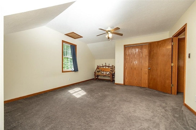 40 Walter Rd, Pine Twp Mer, PA 16127 - additional living space featuring lofted ceiling, carpet floors, a ceiling fan, and baseboards