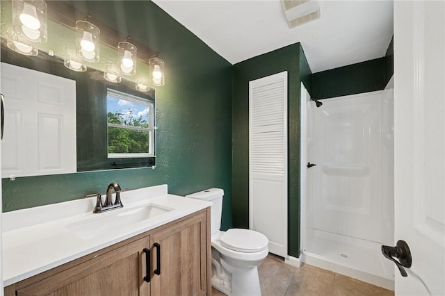 1004 Government Rd, Penn Twp Wml, PA 15642 - full bathroom featuring toilet, vanity, tile patterned flooring, a shower, and a textured wall