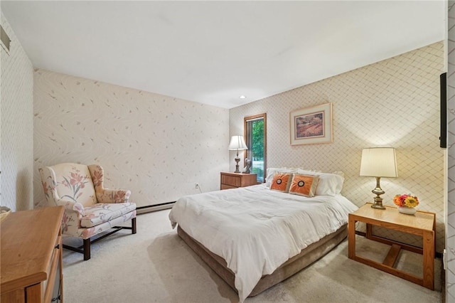 436 Lakewood Rd, Hempfield Twp Wml, PA 15601 - carpeted bedroom featuring wallpapered walls and baseboard heating