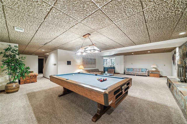 436 Lakewood Rd, Hempfield Twp Wml, PA 15601 - rec room with carpet floors, billiards table, and recessed lighting