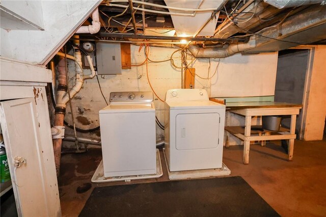 409 Summit St, Grove City Boro, PA 16127 - unfinished basement with electric panel and washing machine and dryer