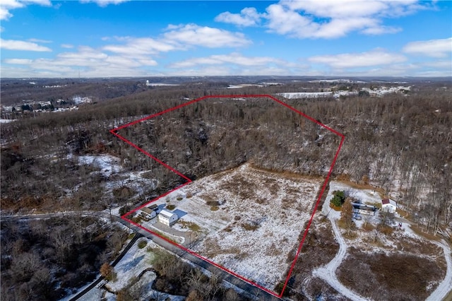 155 Old E Butler Rd, Summit Twp But, PA 16002 - aerial view of sparsely populated area with property boundaries highlighted and a heavily wooded area