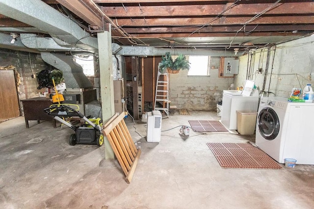 124 Clarendon Ave, South Union Twp, PA 15401 - below grade area featuring separate washer and dryer and electric panel