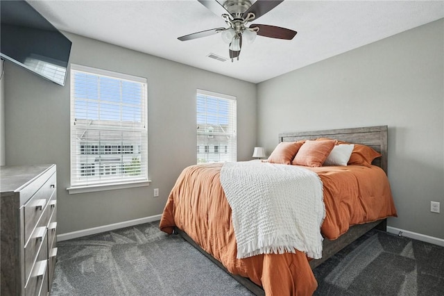 228 Eagle Dr, Cranberry Twp, PA 16066 - bedroom featuring baseboards, dark carpet, and ceiling fan