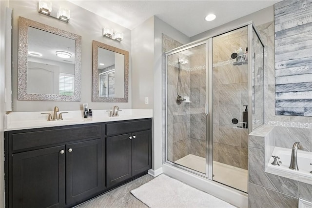 228 Eagle Dr, Cranberry Twp, PA 16066 - bathroom with a garden tub, a shower stall, and double vanity
