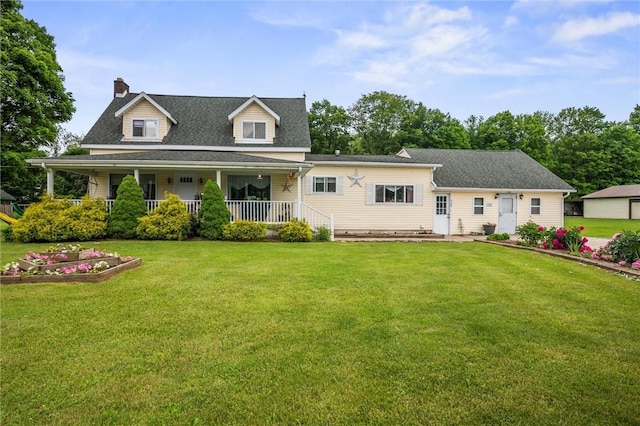 500 Kinsman Rd, Green Twp, PA 16134 - view of front facade featuring a chimney, a front lawn, and a porch