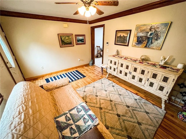 248 Jamisonville Rd, Center Twp But, PA 16001 - living area with wood-type flooring, ornamental molding, a ceiling fan, and baseboards