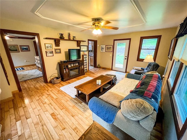 248 Jamisonville Rd, Center Twp But, PA 16001 - living area with a ceiling fan, baseboards, and light wood finished floors