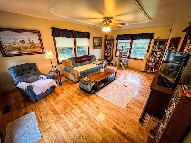 248 Jamisonville Rd, Center Twp But, PA 16001 - living area featuring a ceiling fan, hardwood / wood-style flooring, and baseboards