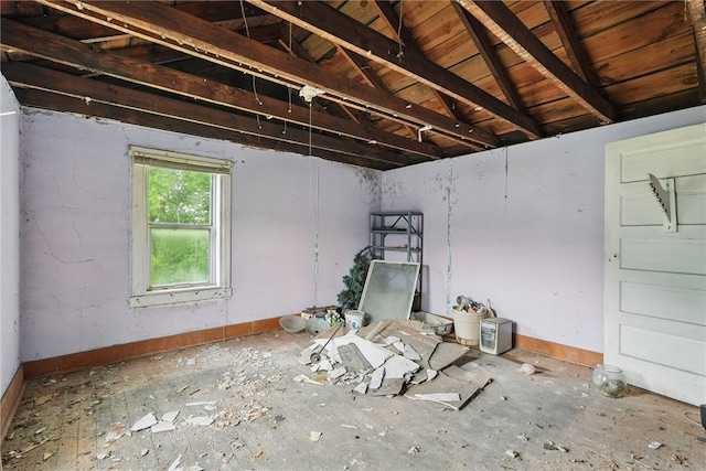 311 State Route 66, Leechburg Boro, PA 15656 - spare room featuring wooden ceiling, baseboards, and vaulted ceiling