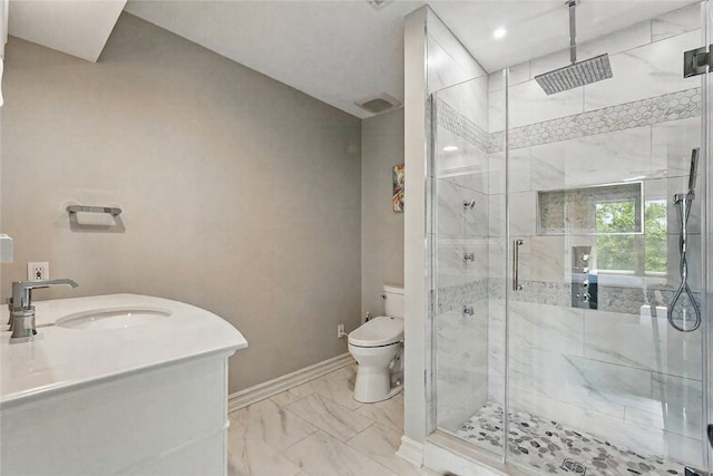 559 Normandy Ct, Fox Chapel, PA 15238 - full bath with toilet, marble look tiles, a shower stall, and vanity