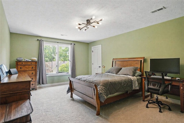 559 Normandy Ct, Fox Chapel, PA 15238 - bedroom featuring light carpet, baseboards, a chandelier, and a textured ceiling