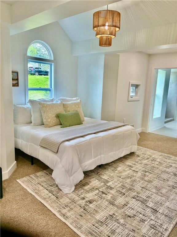 10 Neptune Dr, Robinson Twp Nwa, PA 15136 - bedroom featuring carpet floors and vaulted ceiling
