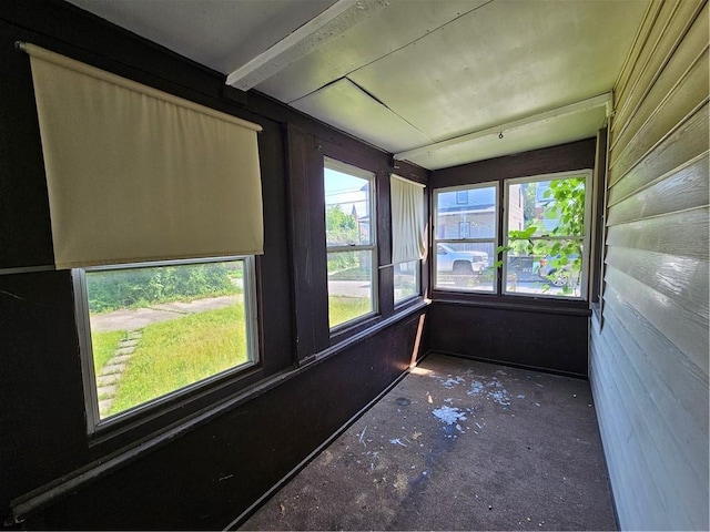 58 Elm St, Natrona Hts/Harrison Twp, PA 15065 - unfurnished sunroom with wooden walls and concrete flooring