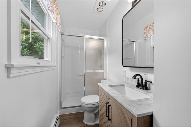 1990 Robbins Station Rd, North Huntingdon, PA 15642 - full bath with vanity, a shower stall, and wood finished floors