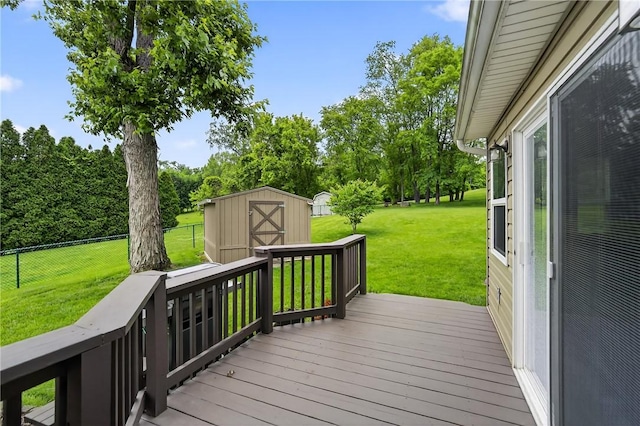 1990 Robbins Station Rd, North Huntingdon, PA 15642 - wooden deck featuring a shed and view of wooded area