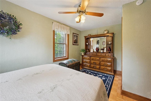 137 Painter Rd, Rayburn Twp, PA 16259 - bedroom with ceiling fan and a textured wall