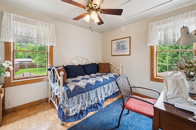 137 Painter Rd, Rayburn Twp, PA 16259 - bedroom with attic access and a ceiling fan