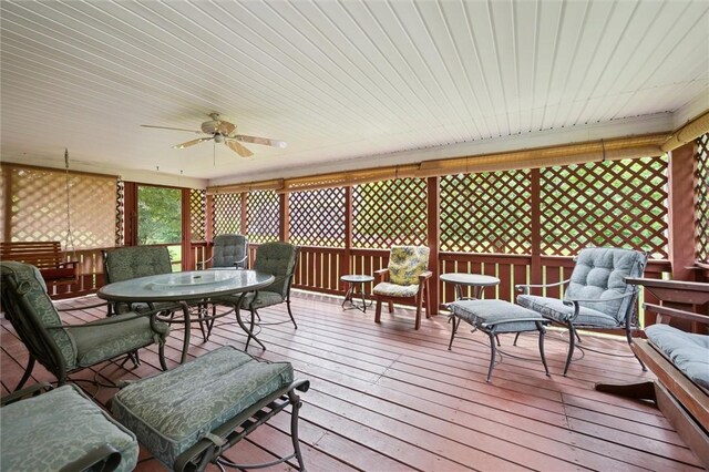 137 Painter Rd, Rayburn Twp, PA 16259 - sunroom / solarium featuring ceiling fan and outdoor dining area