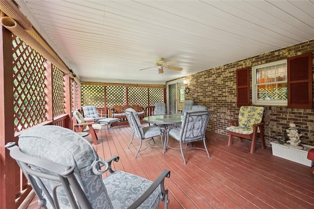 137 Painter Rd, Rayburn Twp, PA 16259 - wooden deck with ceiling fan and outdoor dining area