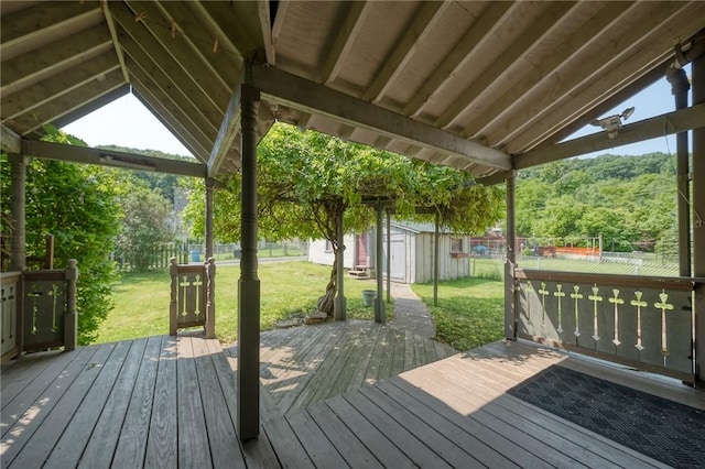 1457 Orator St, Crafton Heights, PA 15204 - deck featuring a fenced backyard and a shed