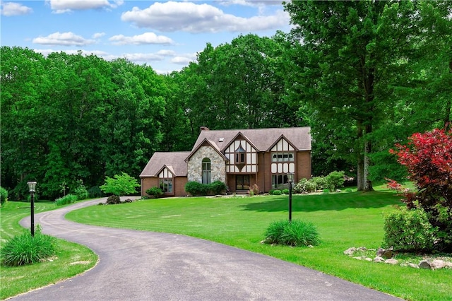 109 Old Hickory Ln, Pine Twp Mer, PA 16127 - tudor-style house with stone siding and a front yard