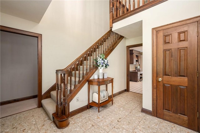 109 Old Hickory Ln, Pine Twp Mer, PA 16127 - stairs featuring a high ceiling and tile patterned flooring