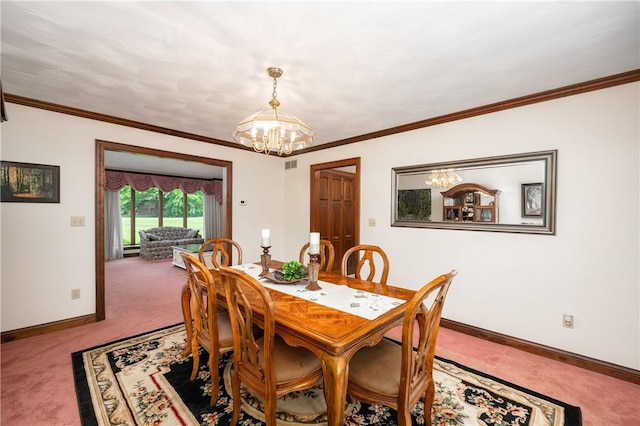 109 Old Hickory Ln, Pine Twp Mer, PA 16127 - dining room with carpet flooring, a chandelier, and crown molding