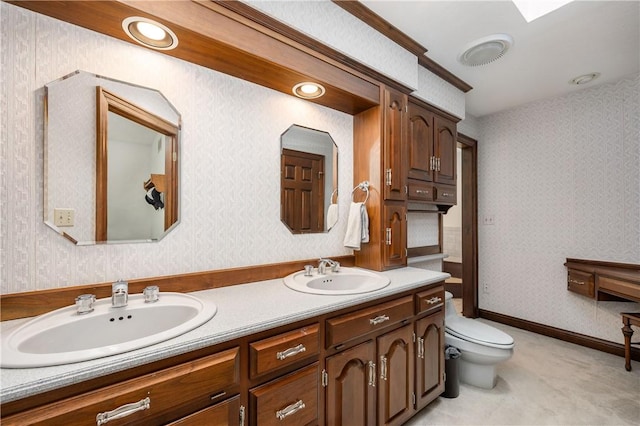 109 Old Hickory Ln, Pine Twp Mer, PA 16127 - bathroom with wallpapered walls and double vanity