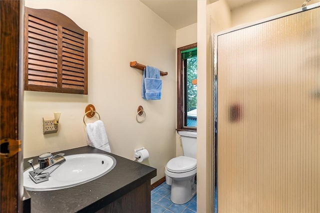 124 Oak Ln, Adams Twp, PA 16046 - bathroom with a shower stall, tile patterned floors, and vanity