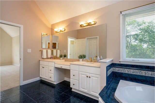 130 Sewickley Farm Cir, Marshall, PA 16046 - full bath featuring vanity, a bath, and vaulted ceiling
