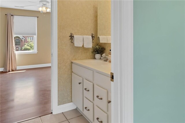 130 Sewickley Farm Cir, Marshall, PA 16046 - bathroom featuring vanity, ceiling fan, and tile patterned floors