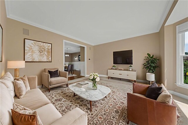 130 Sewickley Farm Cir, Marshall, PA 16046 - living area with healthy amount of natural light and crown molding