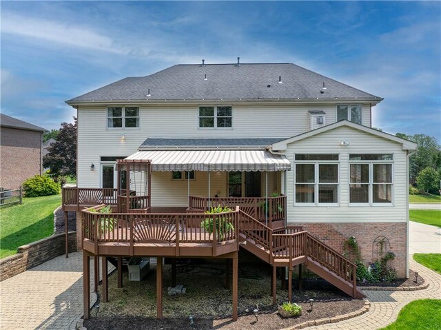 130 Sewickley Farm Cir, Marshall, PA 16046 - back of property with a deck, stairway, and decorative driveway