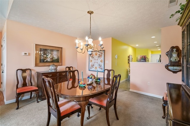 6422 Jefferson Pointe Cir, Jefferson Hills, PA 15025 - carpeted dining space with a chandelier, a textured ceiling, and recessed lighting