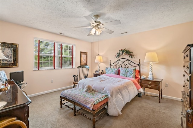 6422 Jefferson Pointe Cir, Jefferson Hills, PA 15025 - bedroom with carpet, a textured ceiling, and ceiling fan