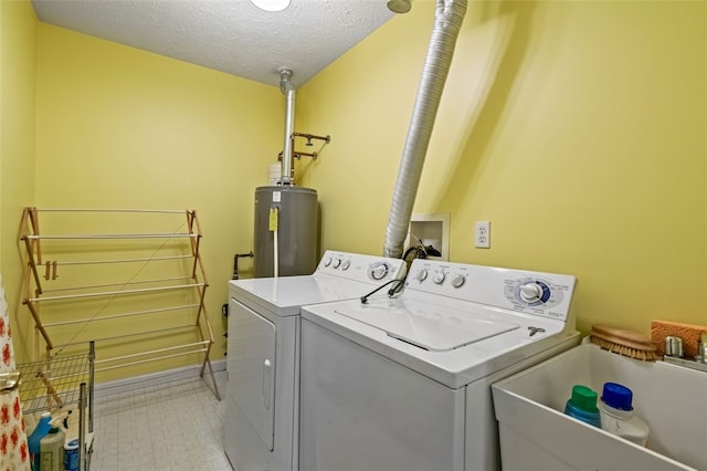 6422 Jefferson Pointe Cir, Jefferson Hills, PA 15025 - laundry area with water heater, independent washer and dryer, and a textured ceiling