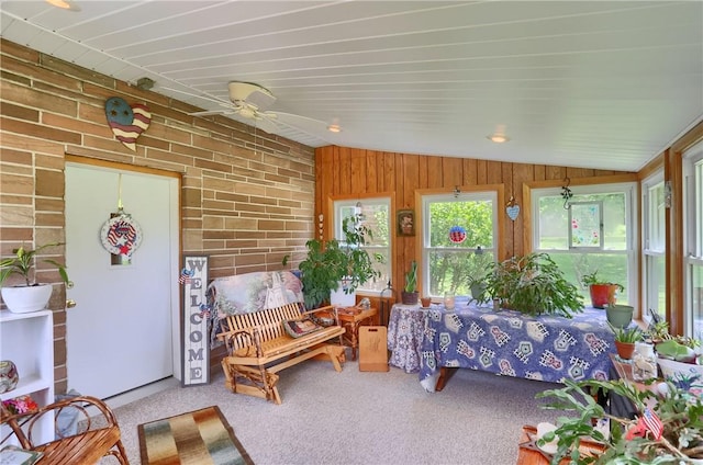 1059 Old Princeton Rd, Shenango Twp Law, PA 16101 - sunroom with vaulted ceiling, carpet floors, and wooden walls