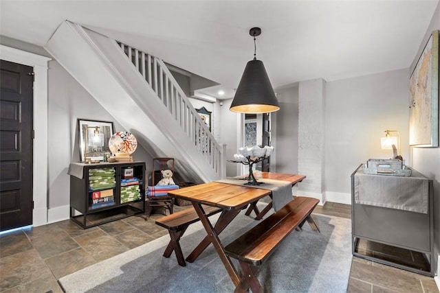 6909 Meade St, Point Breeze, PA 15208 - dining room featuring stairs and stone finish floors