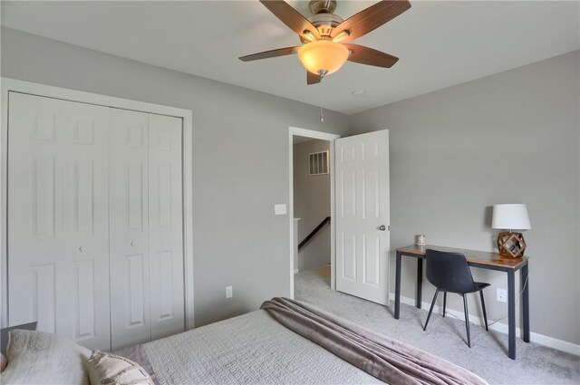 112 Norfolk Dr, Buffalo Twp But, PA 16055 - bedroom with carpet flooring, a closet, and a ceiling fan