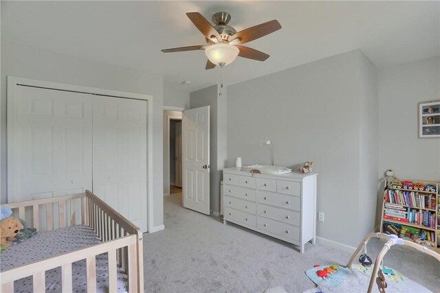 112 Norfolk Dr, Buffalo Twp But, PA 16055 - bedroom with light carpet, a closet, and ceiling fan