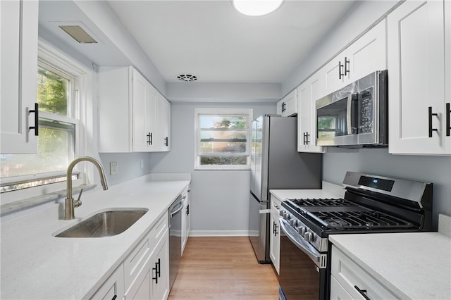 3917 Beechwood Blvd, Squirrel Hill, PA 15217 - kitchen featuring stainless steel appliances, white cabinetry, light wood finished floors, and healthy amount of natural light