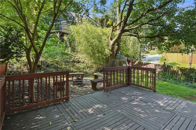 3917 Beechwood Blvd, Squirrel Hill, PA 15217 - deck with an outdoor fire pit and a fenced backyard