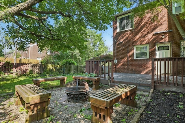 3917 Beechwood Blvd, Squirrel Hill, PA 15217 - view of yard featuring a fire pit and a wooden deck