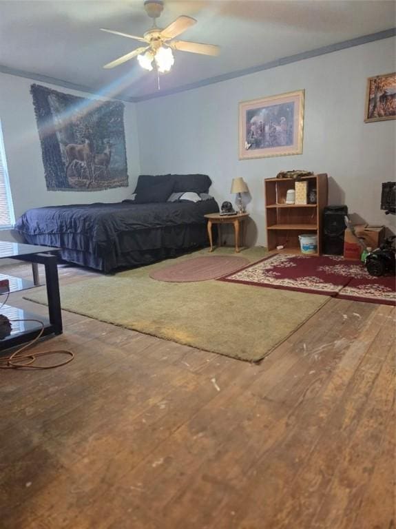 1243 2nd St, Brownsville, PA 15417 - living area with hardwood / wood-style flooring, ceiling fan, and ornamental molding