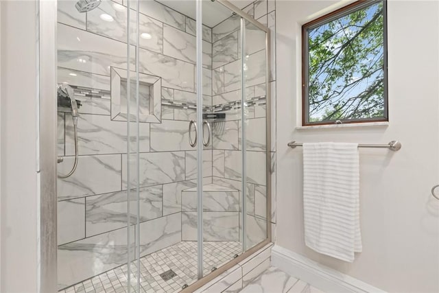 112 Taylor Run Rd, Monongahela, PA 15063 - bathroom featuring marble finish flooring and a shower stall