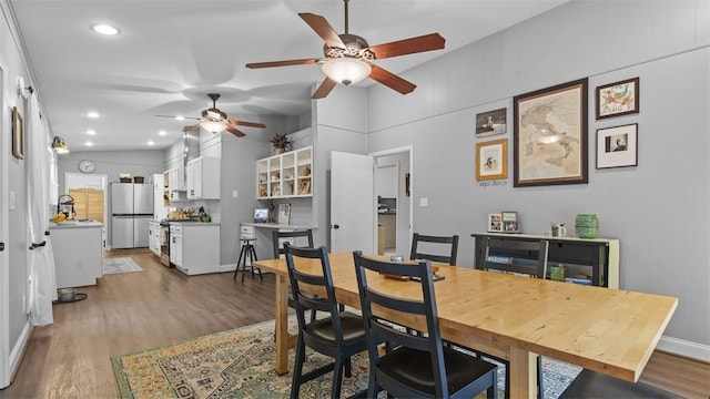 1451 Keystone St, Natrona Hts/Harrison Twp, PA 15065 - dining area with ceiling fan, wood finished floors, and recessed lighting