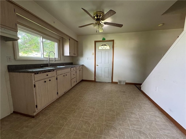 3112 Ridge Ave, Hopewell Twp Bea, PA 15001 - kitchen featuring dark countertops and ceiling fan